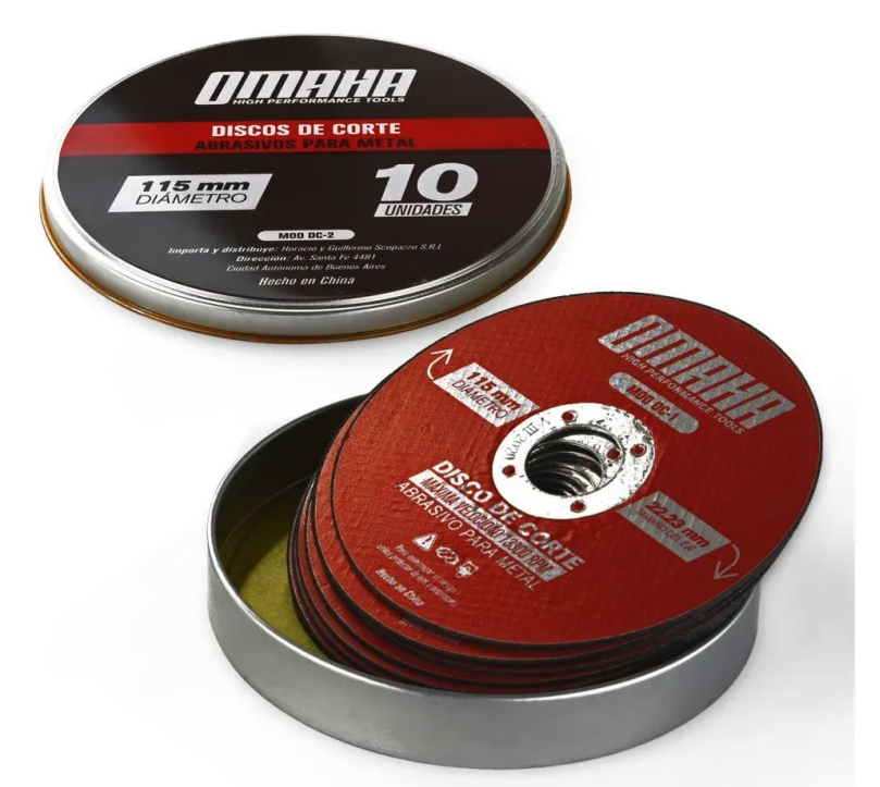Discos de Corte para Metal 115x1 mm x10 + Estuche - Omaha