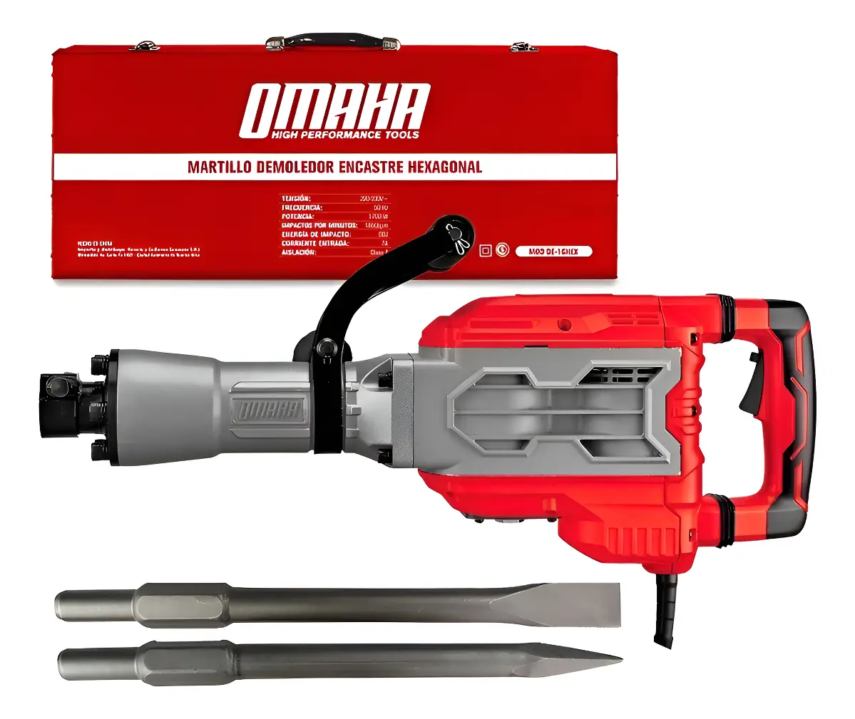 Martillo Demoledor Hexagonal 60 J 2,3HP + Maletín Metálico - Omaha