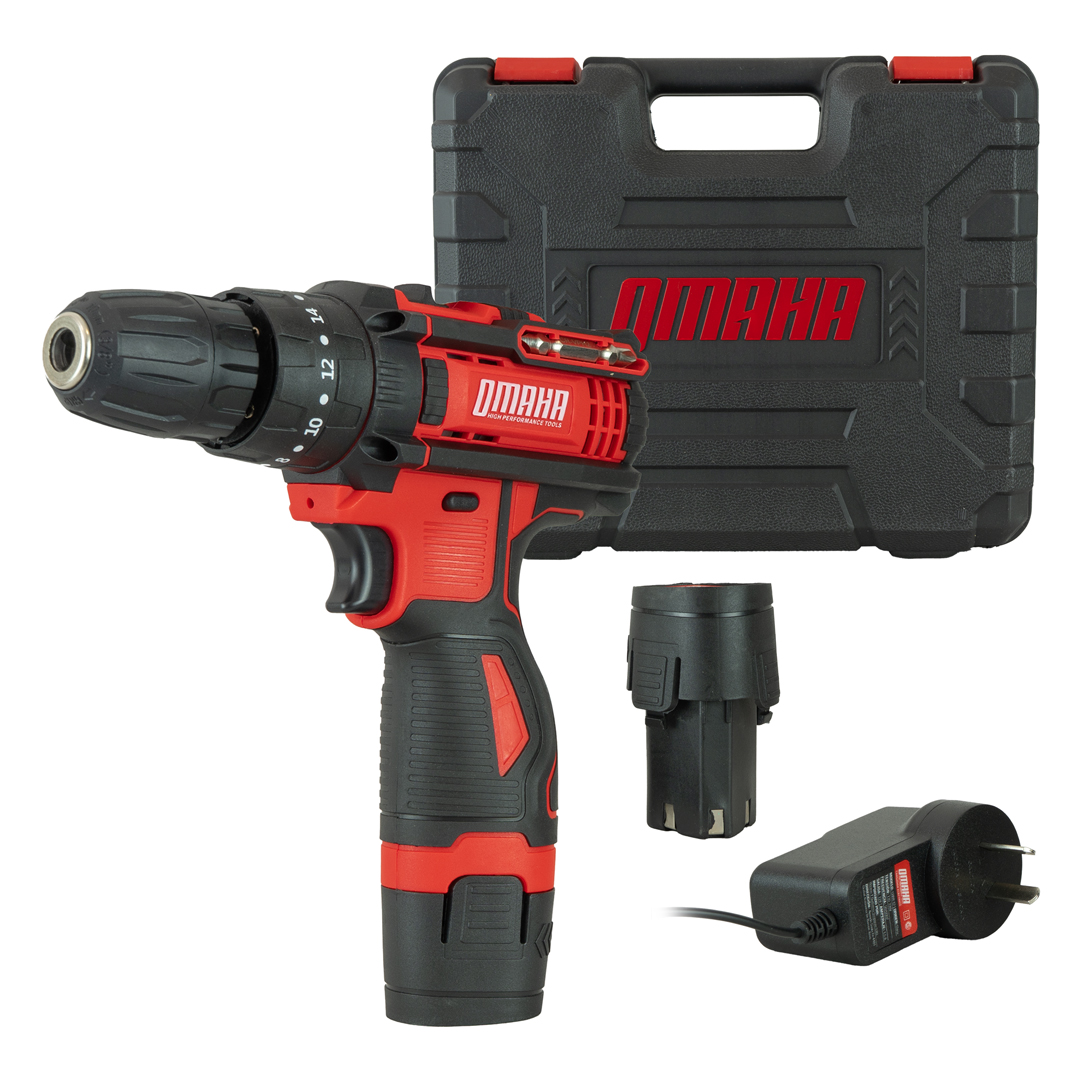Taladro Percutor a Batería 12V 10 mm + 2 Baterías y Maletín - Omaha